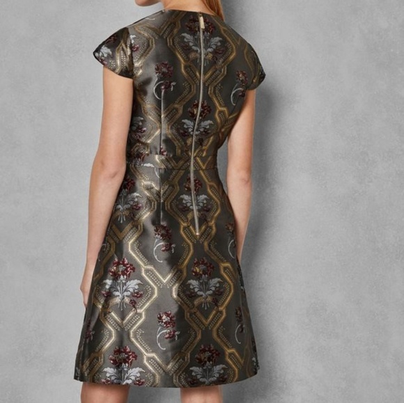 🚫SOLD🅿🚫 NWT TED BAKER ICE PALACE METALLIC DRESS - Picture 3 of 8